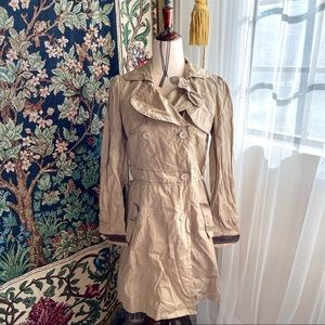 Beige and Brown Vintage Style Trench Coat, Rain Coat, Windbreaker